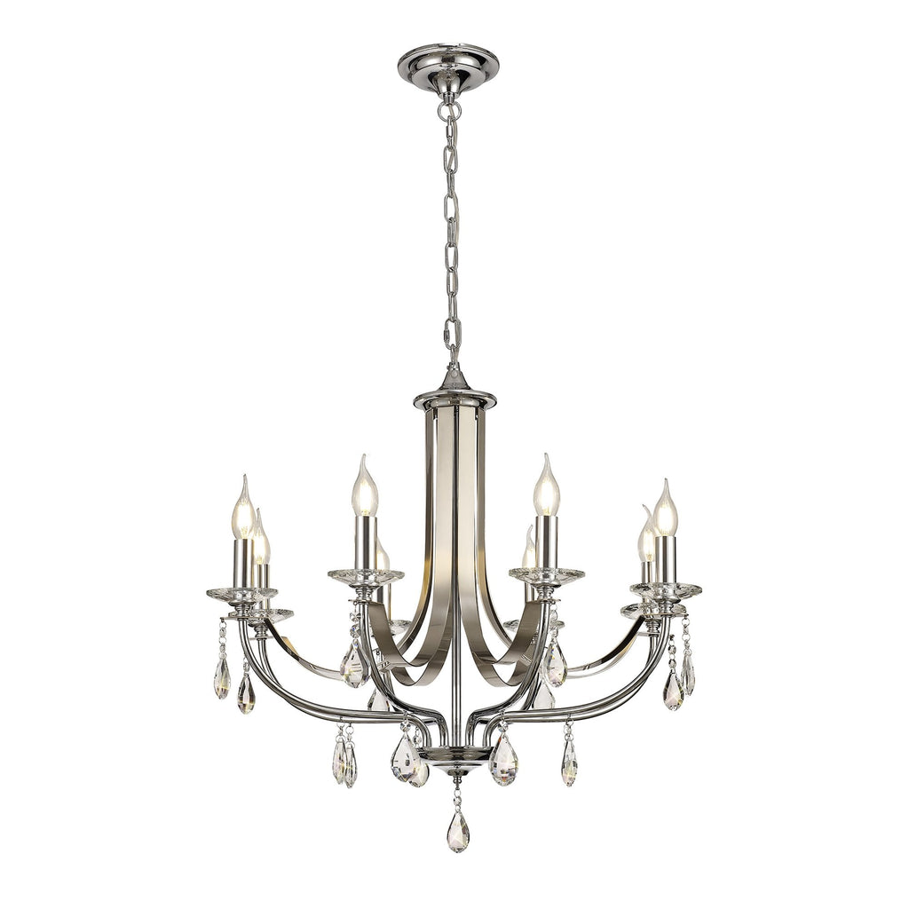 NL74279 Kort Pendant 8 Light Polished Chrome/Satin Nickel/Clear Crystal
