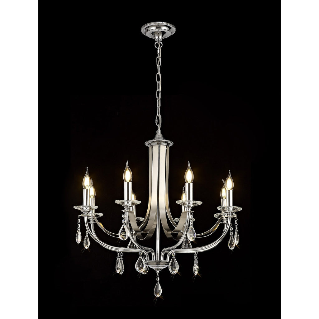 NL74279 Kort Pendant 8 Light Polished Chrome/Satin Nickel/Clear Crystal