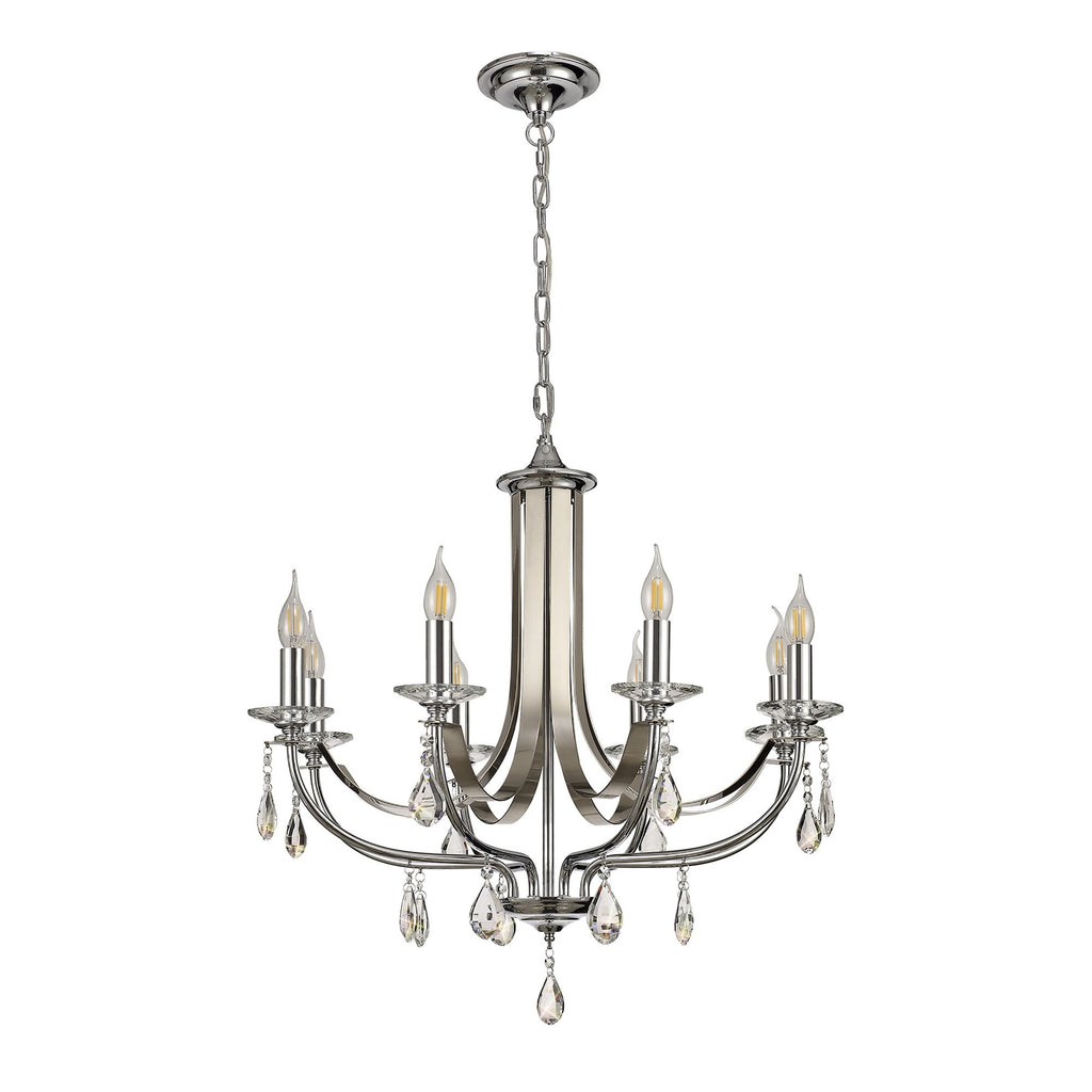 NL74279 Kort Pendant 8 Light Polished Chrome/Satin Nickel/Clear Crystal