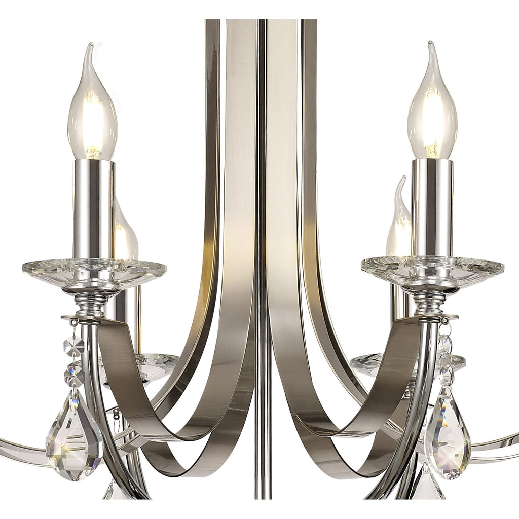 NL74279 Kort Pendant 8 Light Polished Chrome/Satin Nickel/Clear Crystal