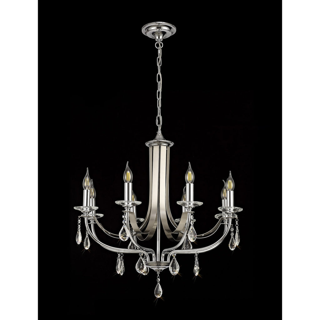 NL74279 Kort Pendant 8 Light Polished Chrome/Satin Nickel/Clear Crystal
