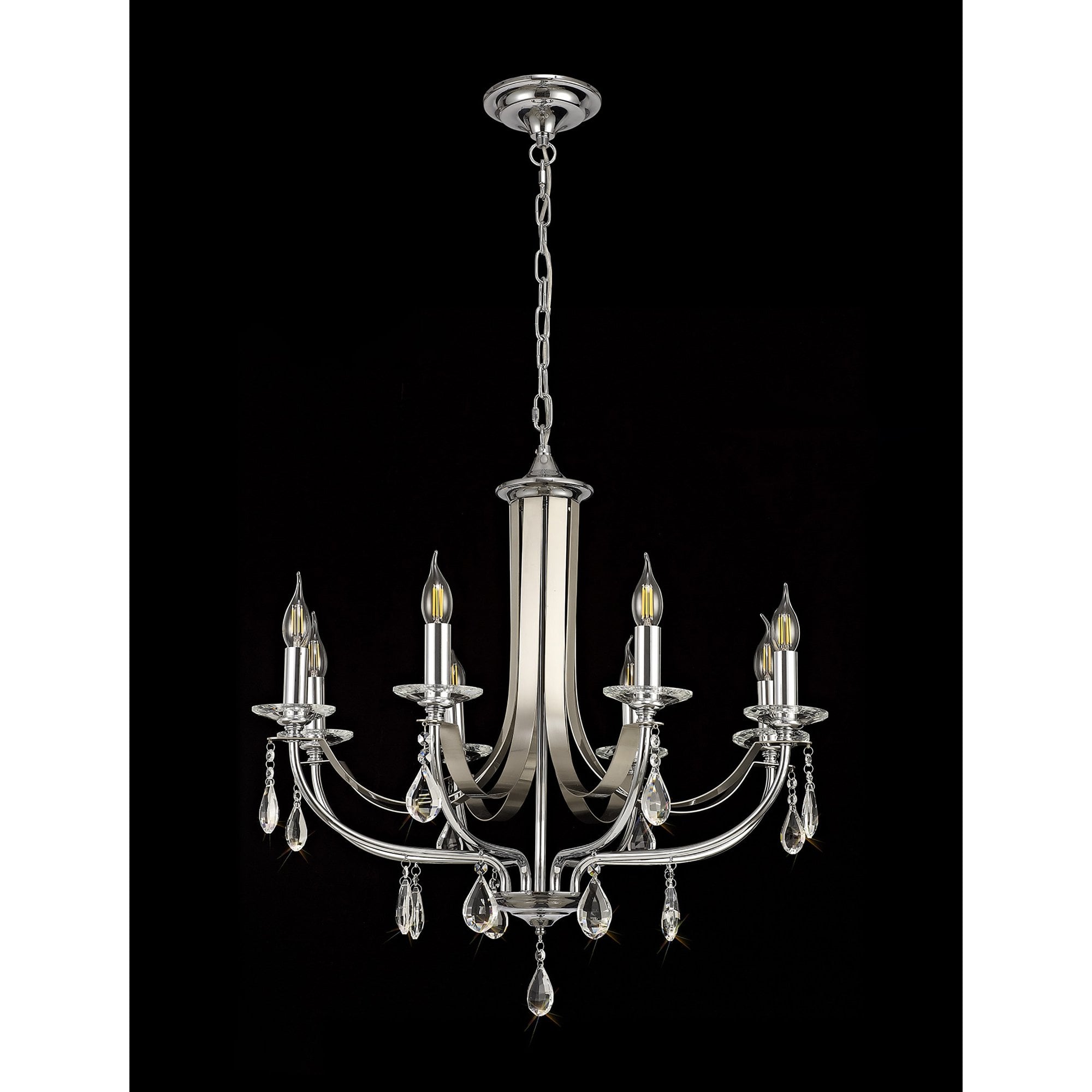 NL74279 Kort Pendant 8 Light Polished Chrome/Satin Nickel/Clear Crystal