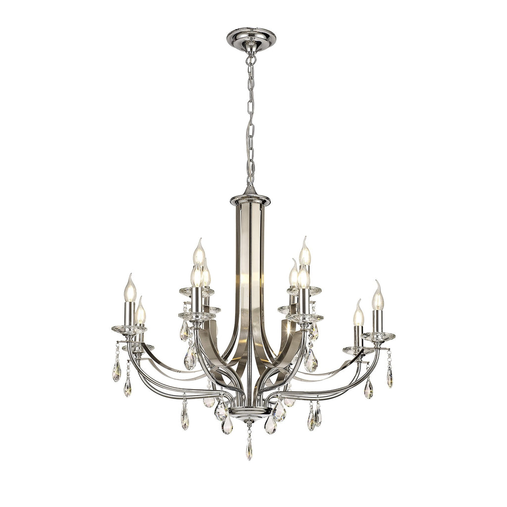 NL74289 Kort Pendant 12 Light Polished Chrome/Satin Nickel/Clear Crystal