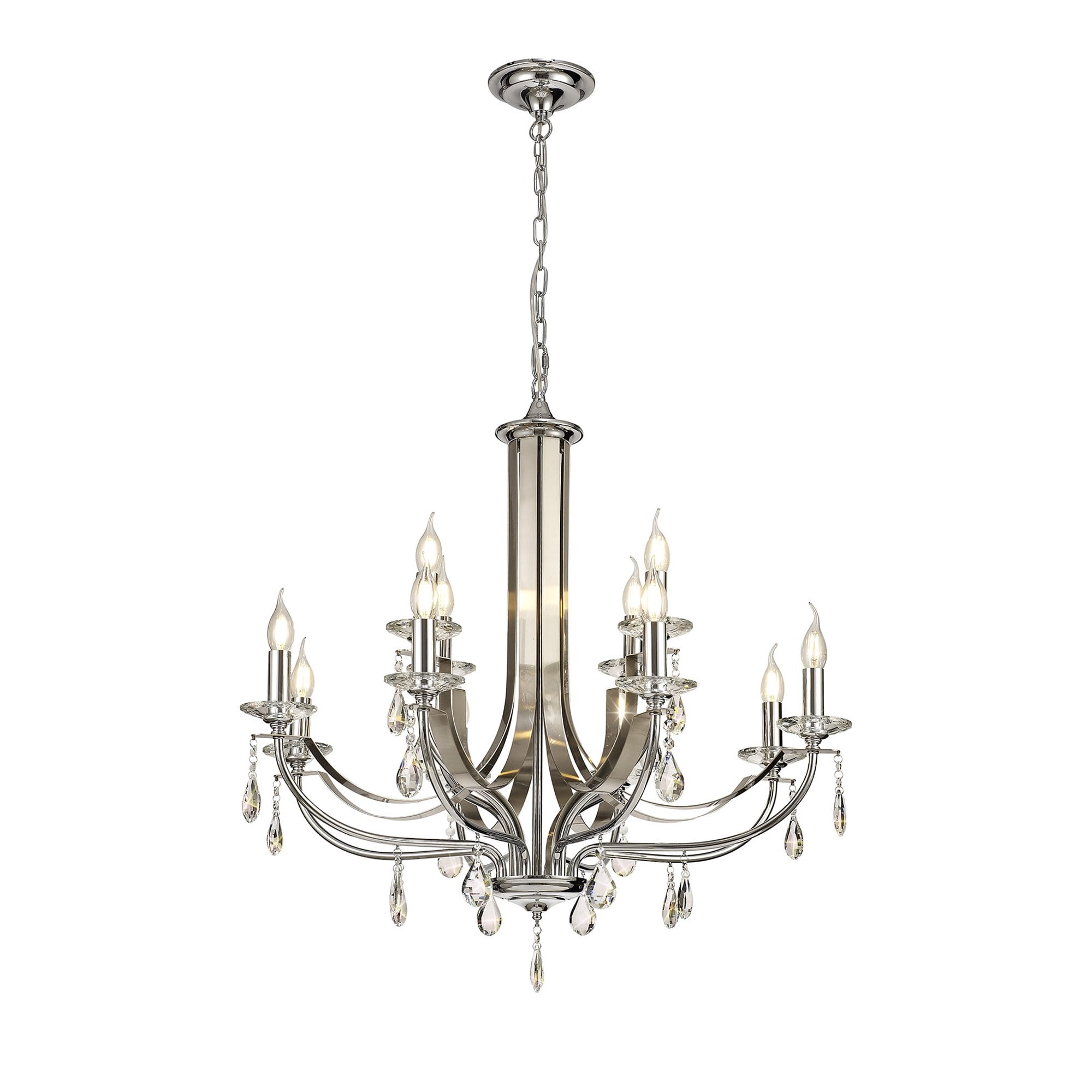 NL74289 Kort Pendant 12 Light Polished Chrome/Satin Nickel/Clear Crystal