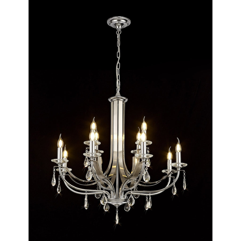 NL74289 Kort Pendant 12 Light Polished Chrome/Satin Nickel/Clear Crystal