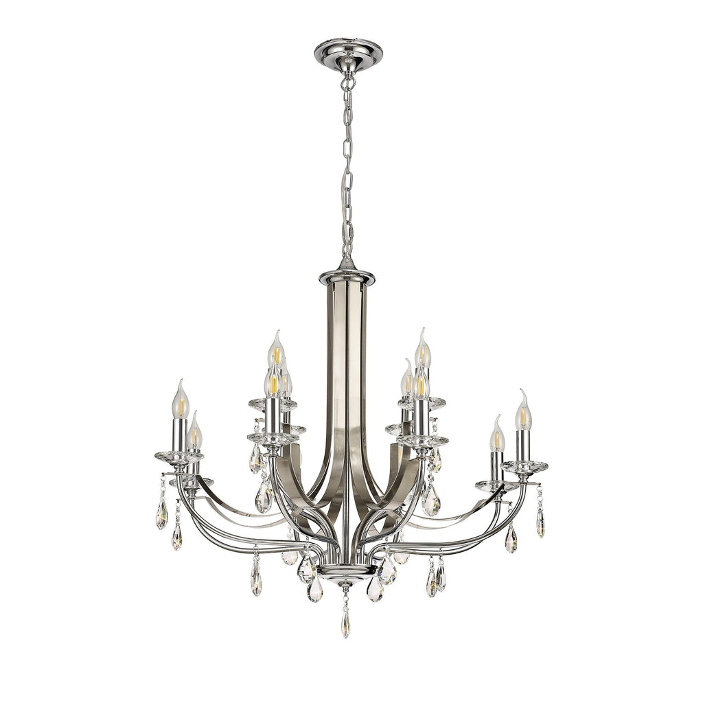 NL74289 Kort Pendant 12 Light Polished Chrome/Satin Nickel/Clear Crystal