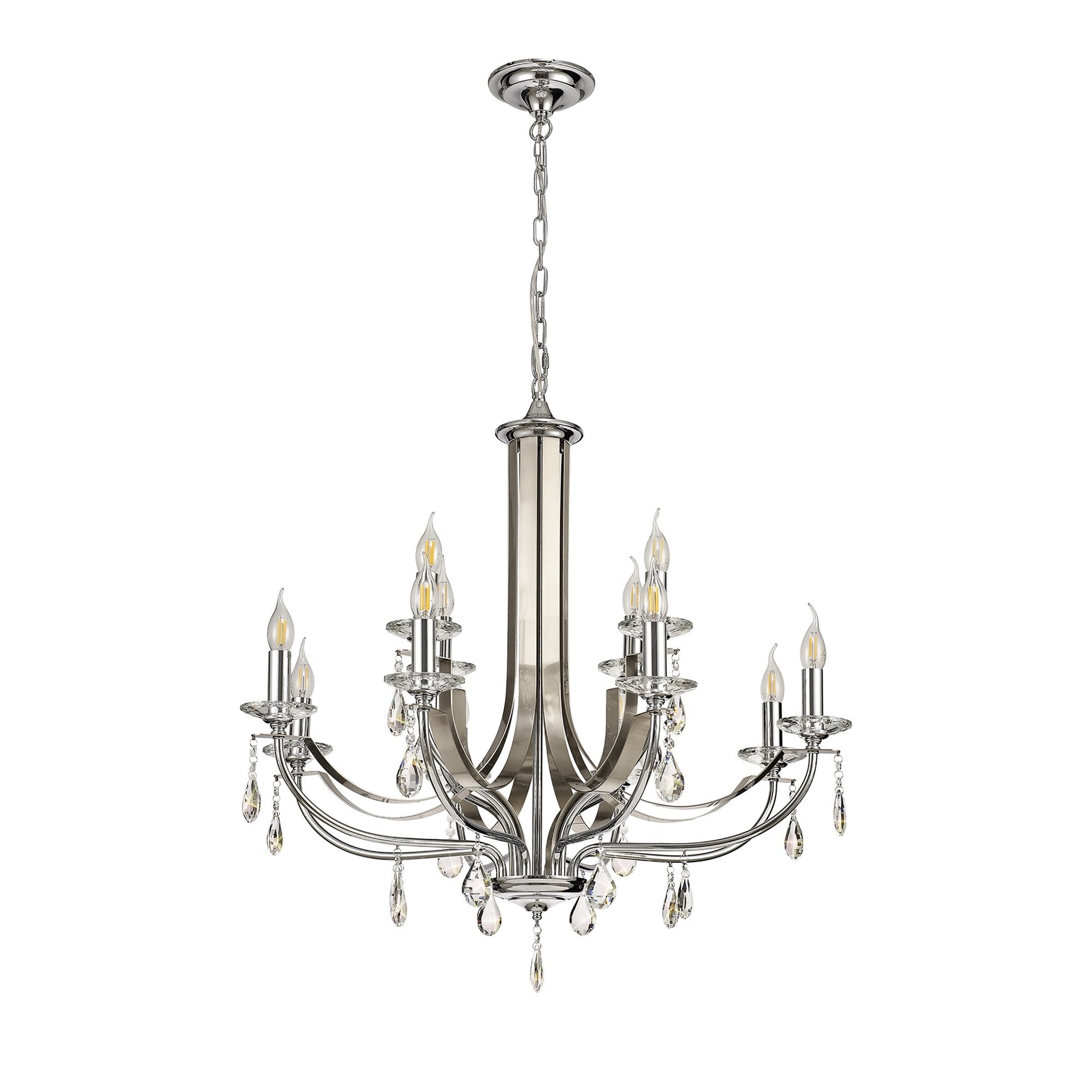 NL74289 Kort Pendant 12 Light Polished Chrome/Satin Nickel/Clear Crystal