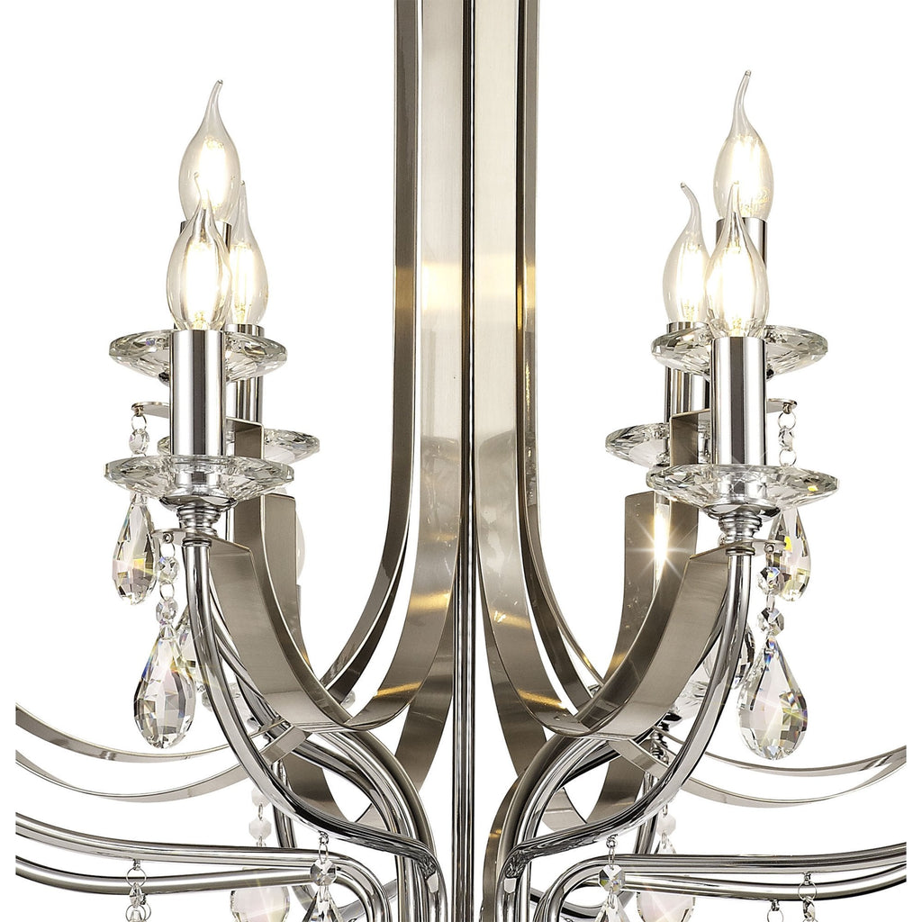 NL74289 Kort Pendant 12 Light Polished Chrome/Satin Nickel/Clear Crystal