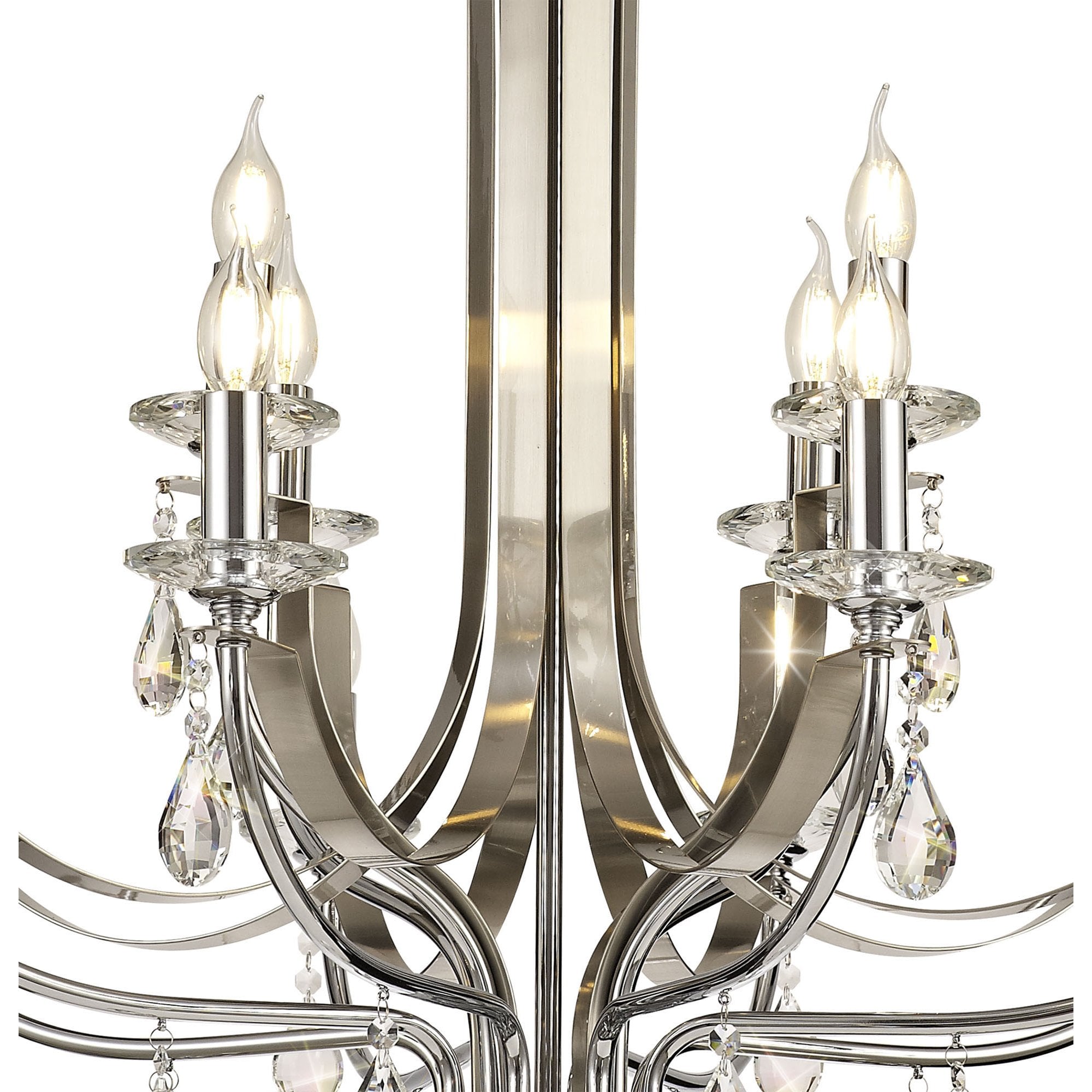 NL74289 Kort Pendant 12 Light Polished Chrome/Satin Nickel/Clear Crystal