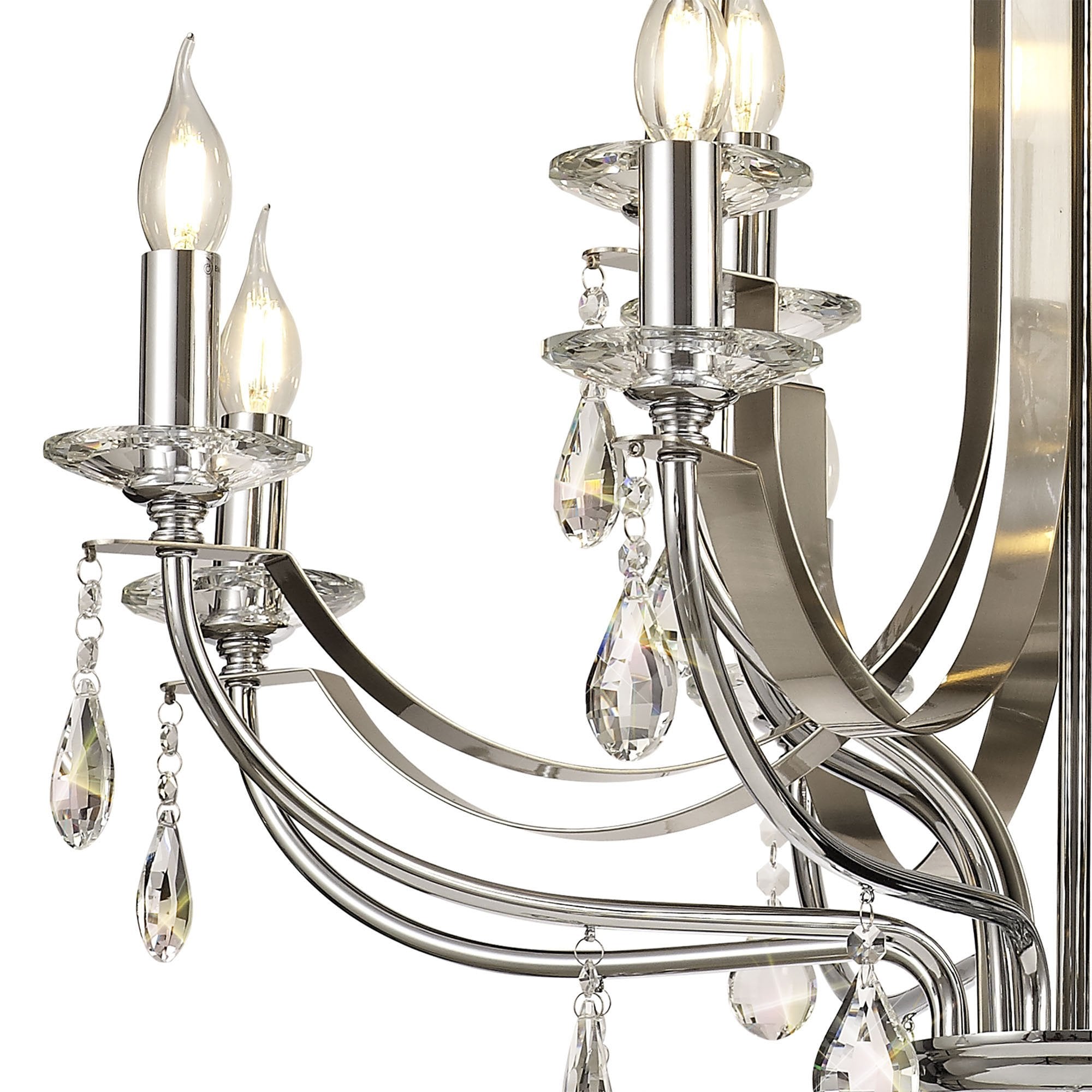 NL74289 Kort Pendant 12 Light Polished Chrome/Satin Nickel/Clear Crystal