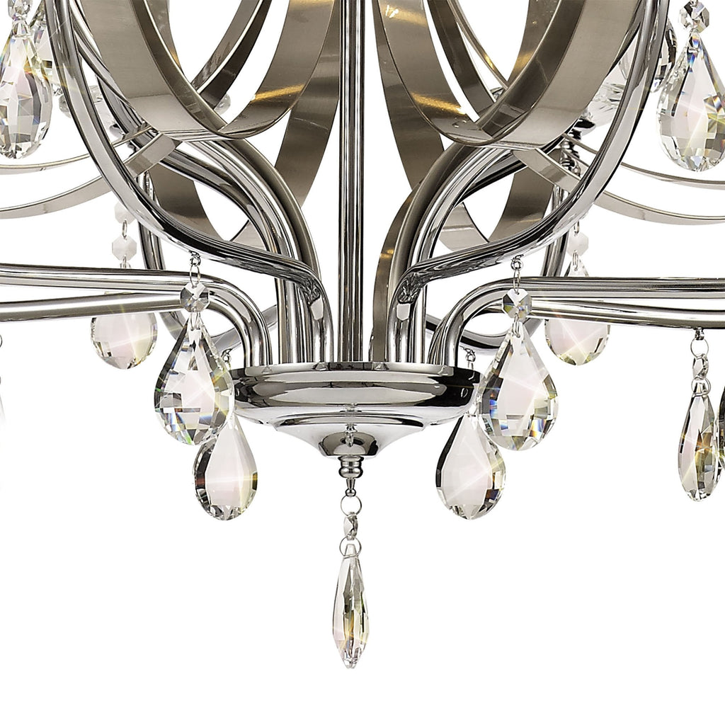 NL74289 Kort Pendant 12 Light Polished Chrome/Satin Nickel/Clear Crystal