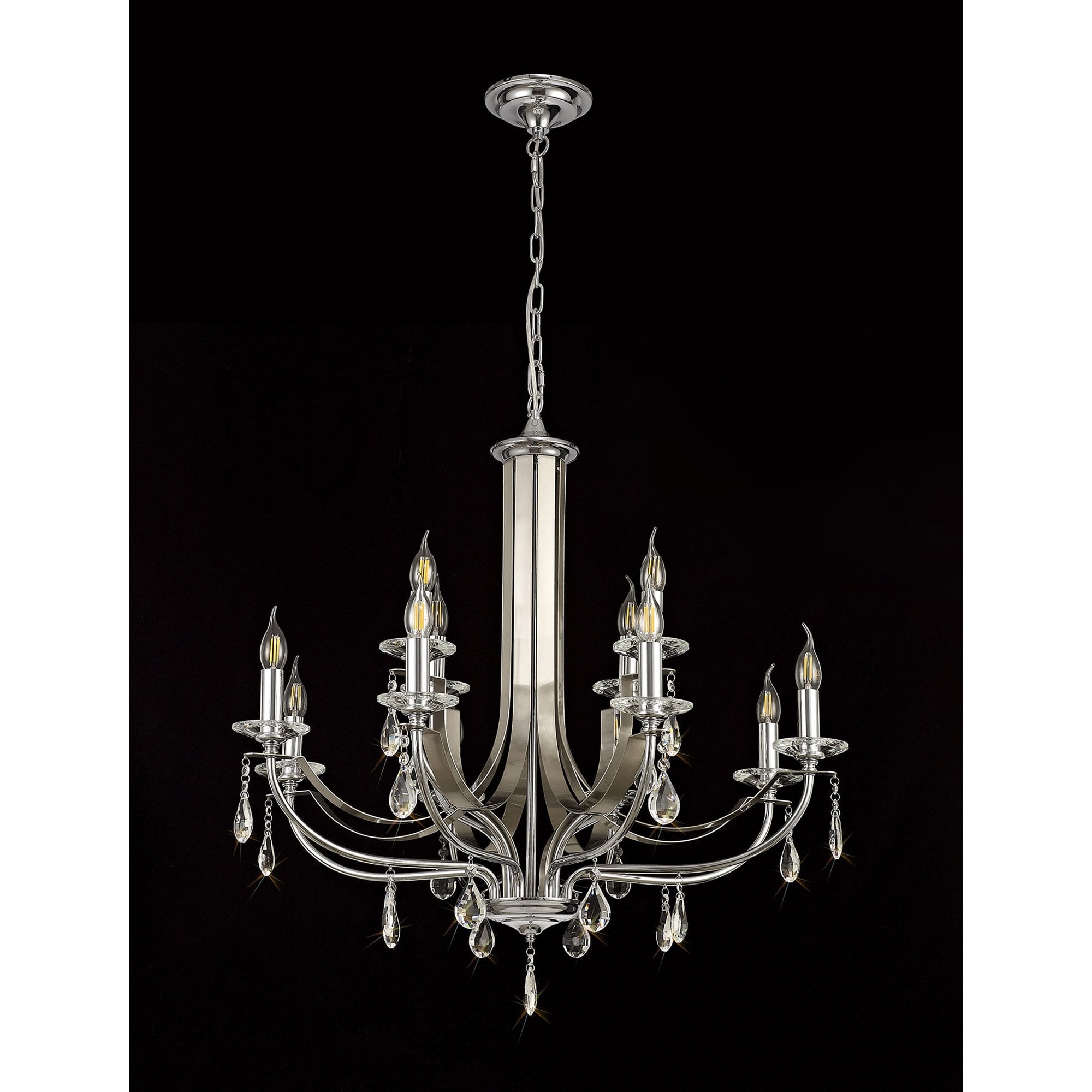 NL74289 Kort Pendant 12 Light Polished Chrome/Satin Nickel/Clear Crystal
