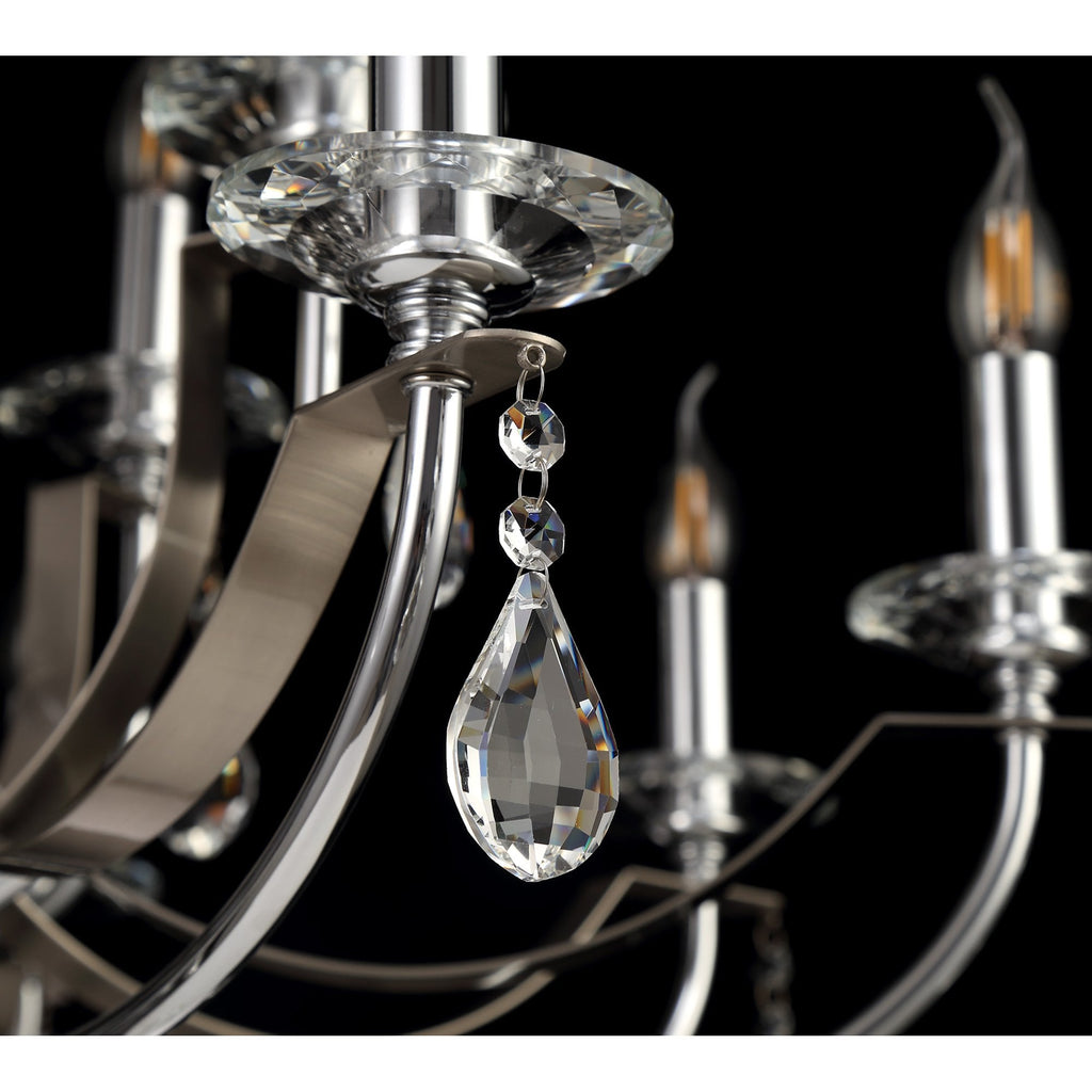 NL74289 Kort Pendant 12 Light Polished Chrome/Satin Nickel/Clear Crystal