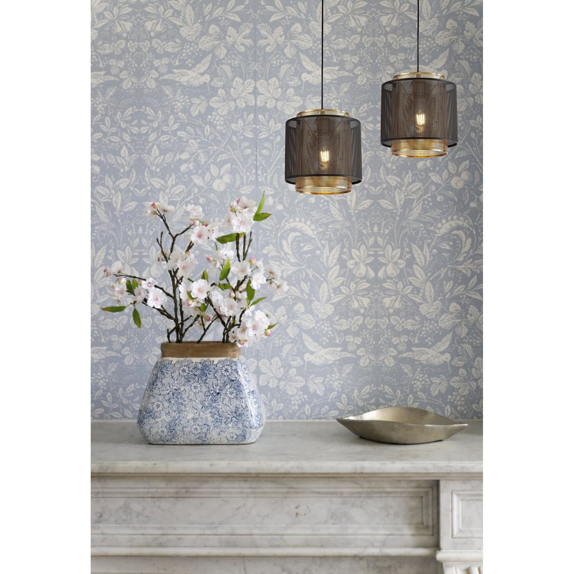 NL76039 Lassie Single Small Pendant 1 Light Adjustable Matt Black/Satin Gold