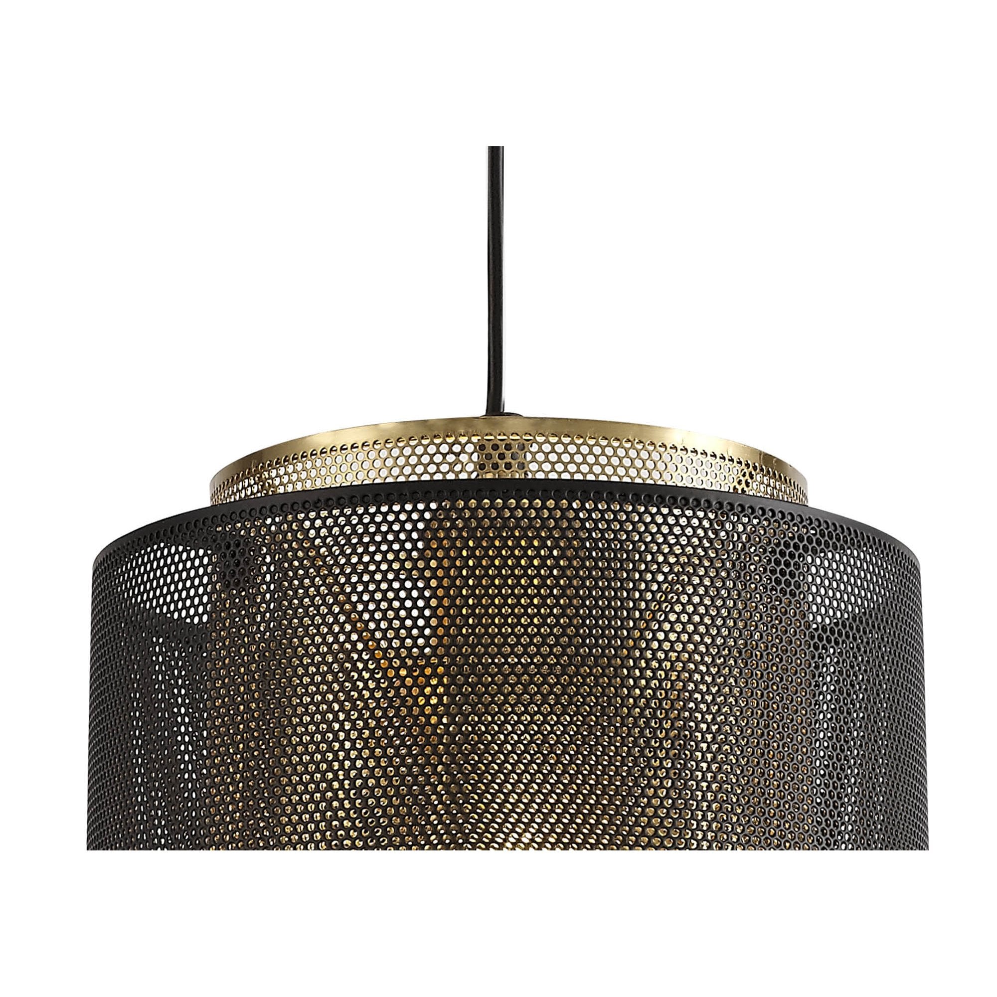 NL76039 Lassie Single Small Pendant 1 Light Adjustable Matt Black/Satin Gold