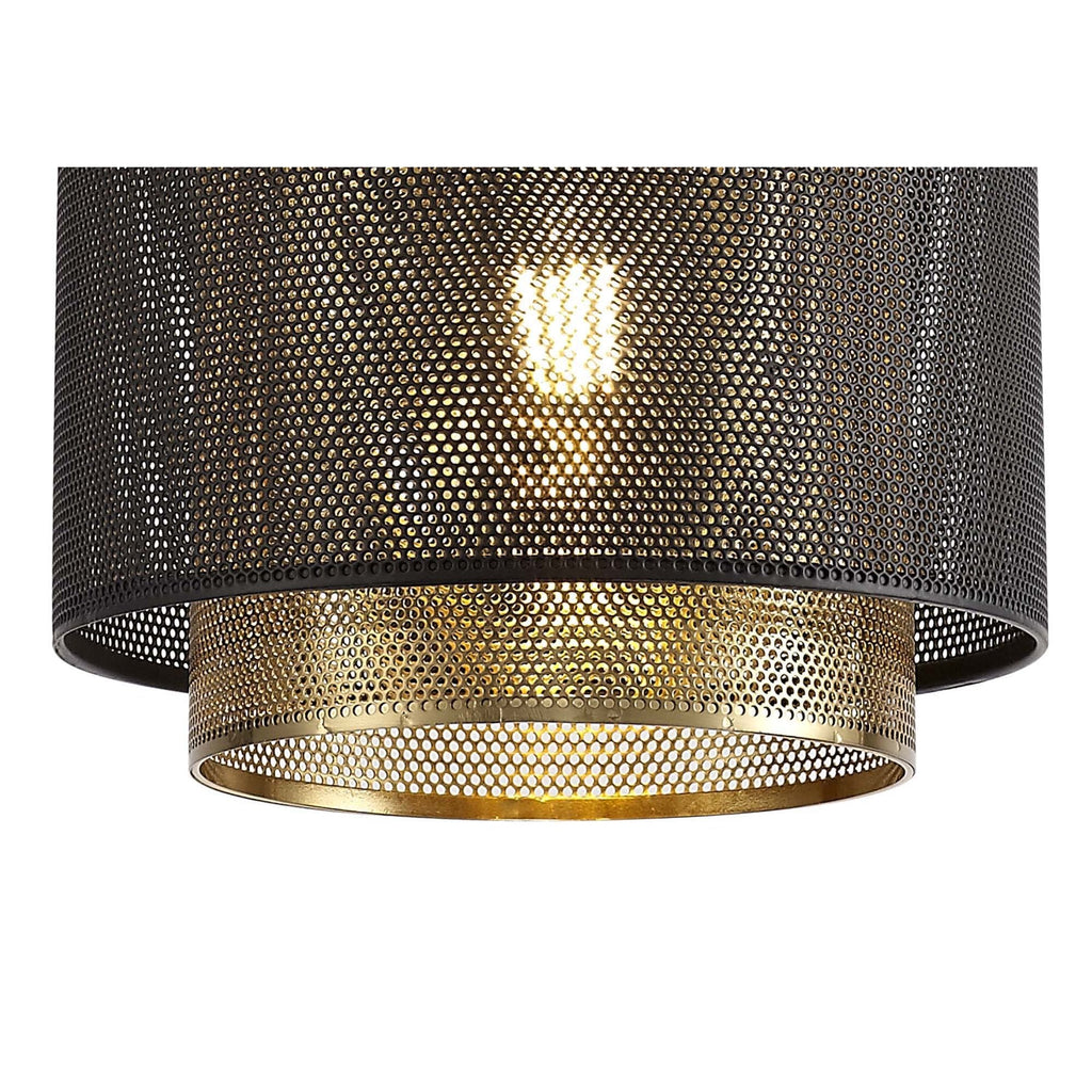 NL76039 Lassie Single Small Pendant 1 Light Adjustable Matt Black/Satin Gold
