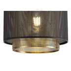 NL76039 Lassie Single Small Pendant 1 Light Adjustable Matt Black/Satin Gold