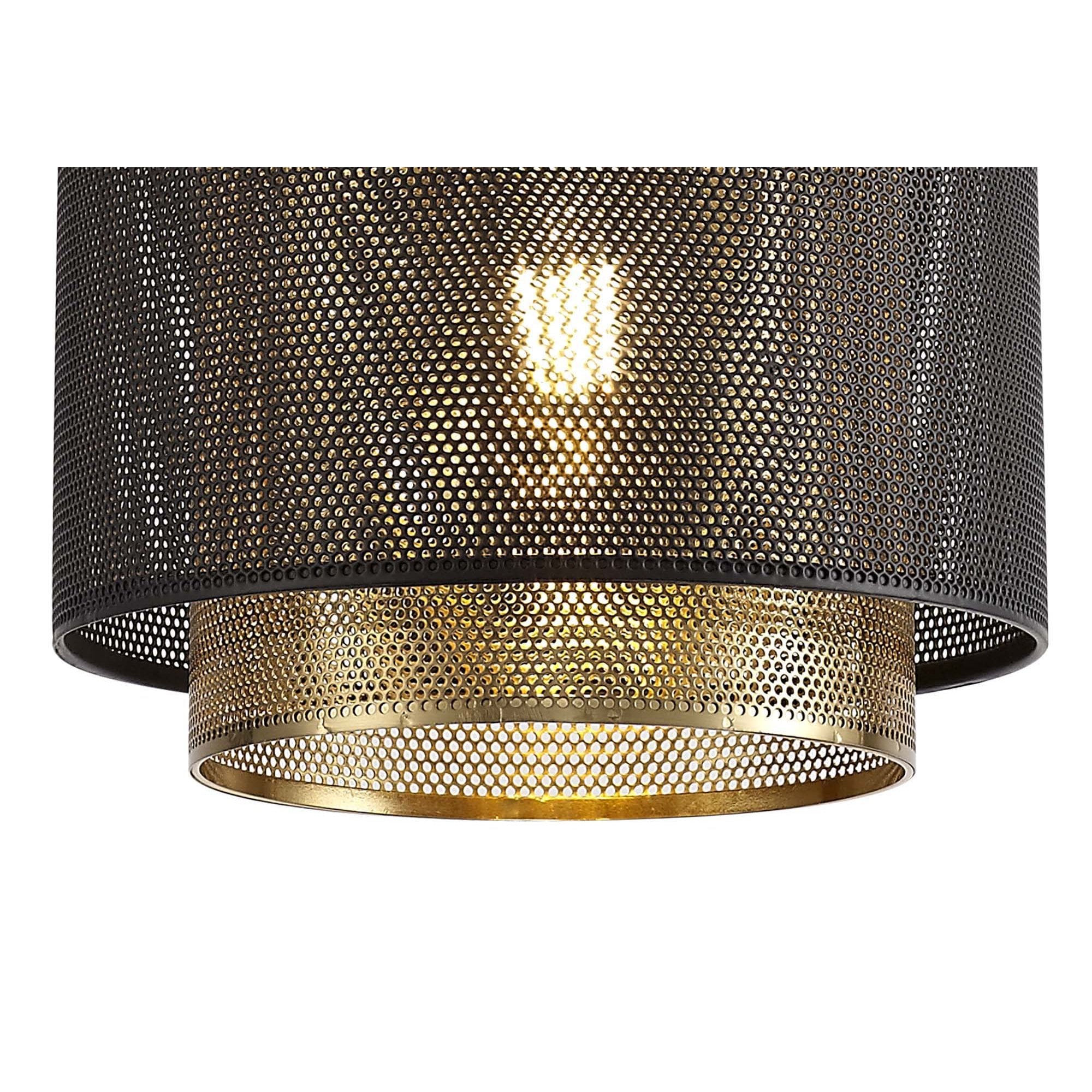 NL76039 Lassie Single Small Pendant 1 Light Adjustable Matt Black/Satin Gold