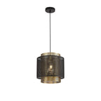 NL76049 Lassie Single Large Pendant 1 Light Adjustable Matt Black/Satin Gold