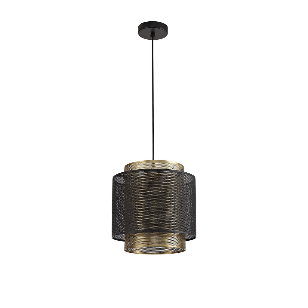 NL76049 Lassie Single Large Pendant 1 Light Adjustable Matt Black/Satin Gold