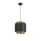 NL76049 Lassie Single Large Pendant 1 Light Adjustable Matt Black/Satin Gold