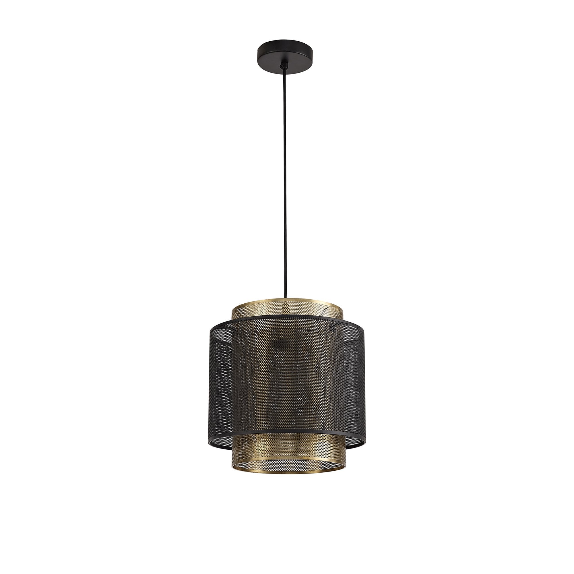 NL76049 Lassie Single Large Pendant 1 Light Adjustable Matt Black/Satin Gold