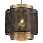 NL76049 Lassie Single Large Pendant 1 Light Adjustable Matt Black/Satin Gold