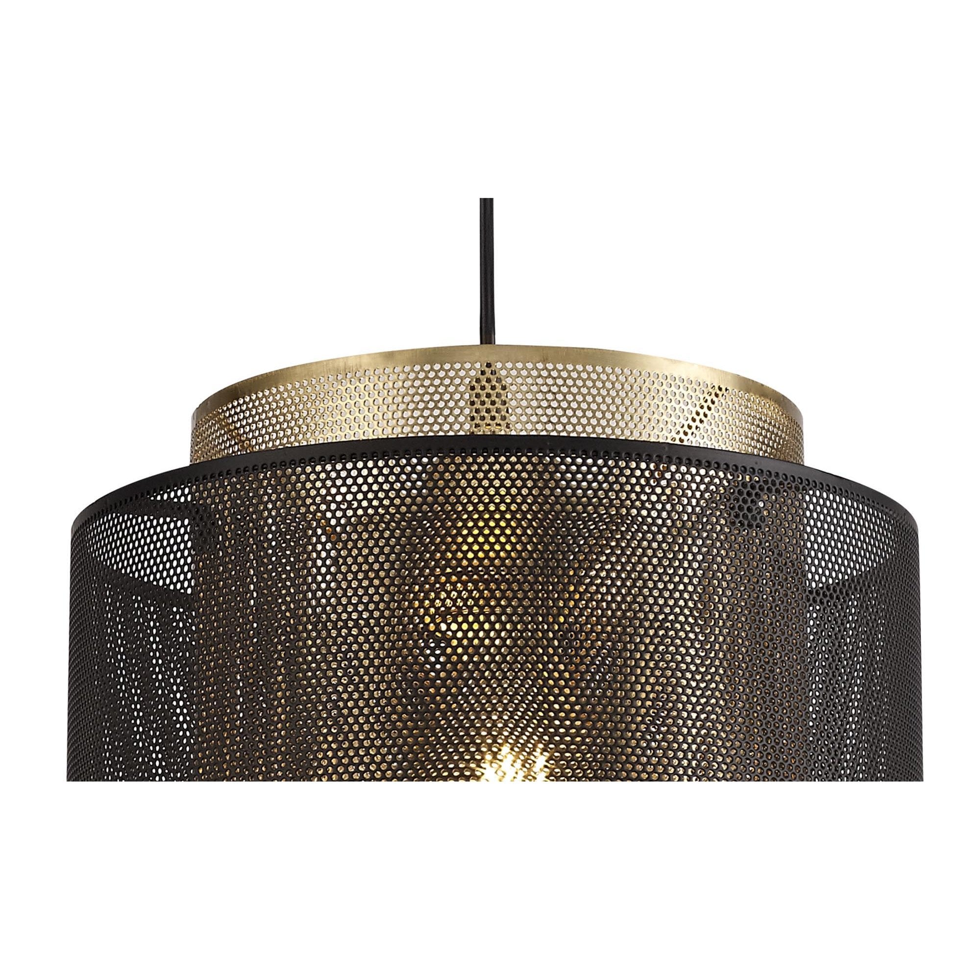 NL76049 Lassie Single Large Pendant 1 Light Adjustable Matt Black/Satin Gold