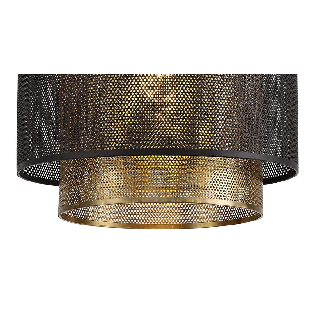 NL76049 Lassie Single Large Pendant 1 Light Adjustable Matt Black/Satin Gold