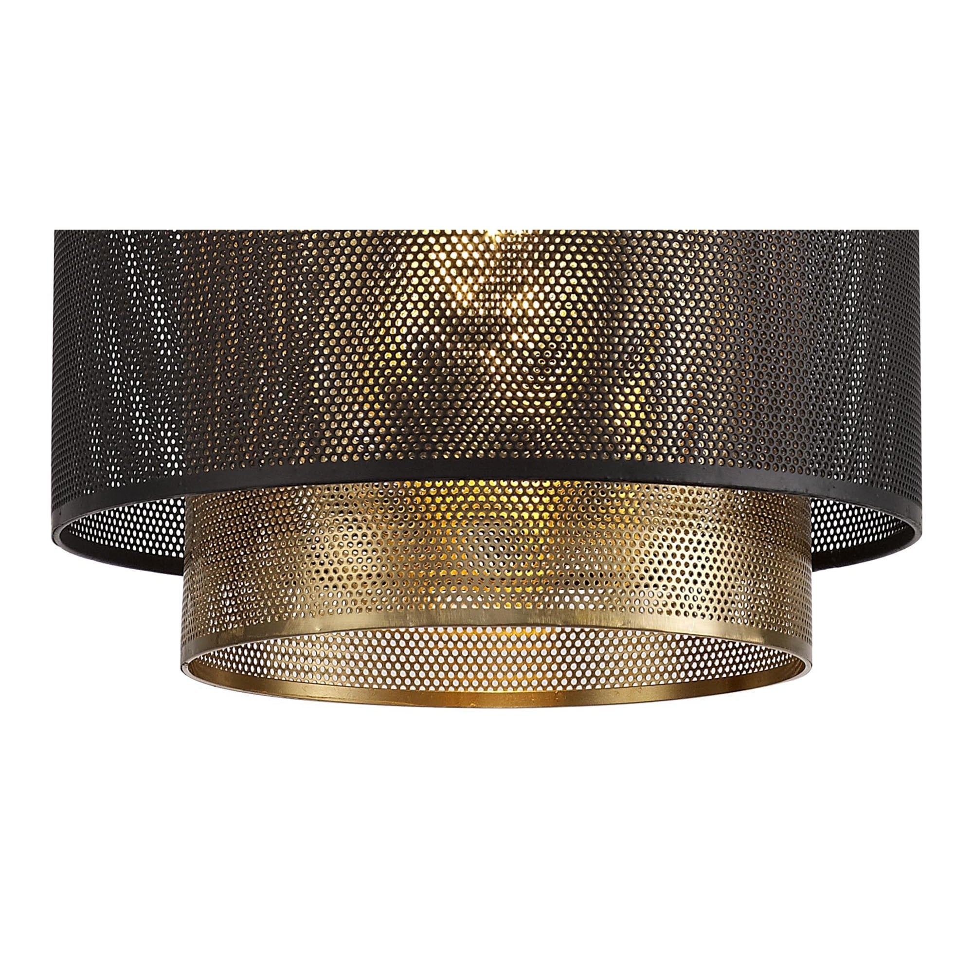NL76049 Lassie Single Large Pendant 1 Light Adjustable Matt Black/Satin Gold