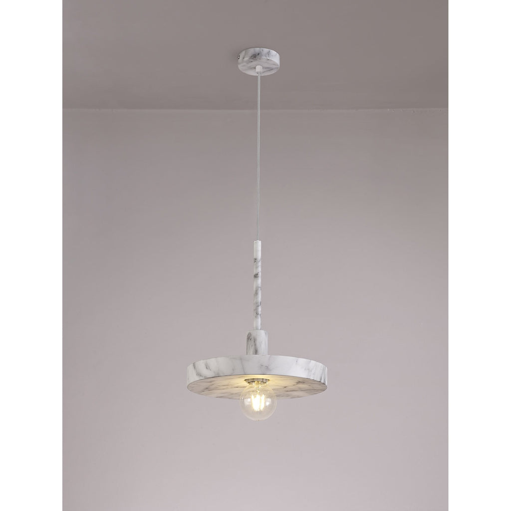 NL75969 Lat Single Pendant 1 Light Adjustable Marble Effect