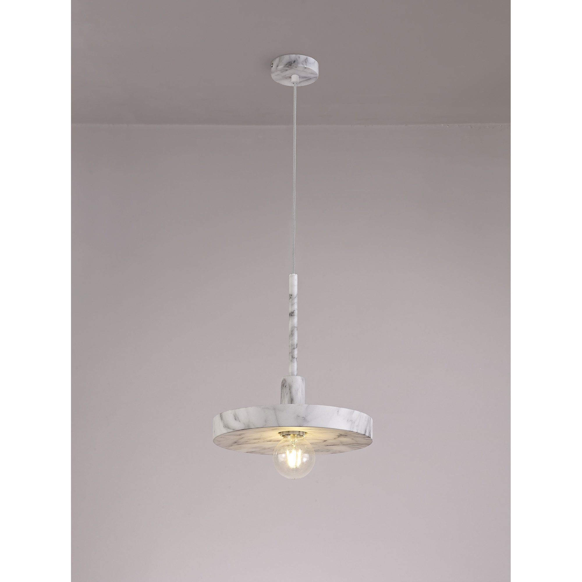 NL75969 Lat Single Pendant 1 Light Adjustable Marble Effect