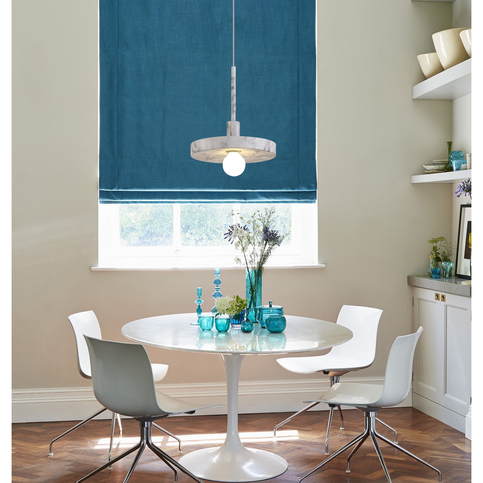 NL75969 Lat Single Pendant 1 Light Adjustable Marble Effect
