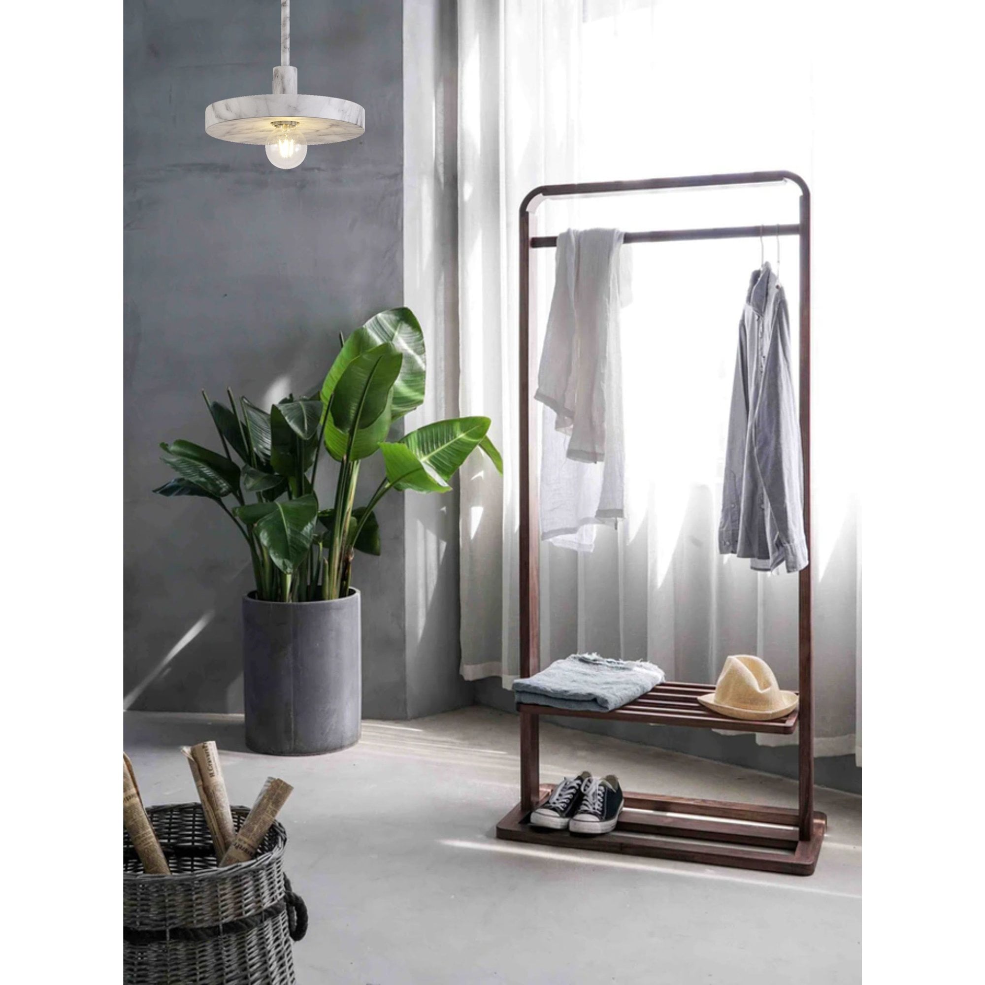 NL75969 Lat Single Pendant 1 Light Adjustable Marble Effect
