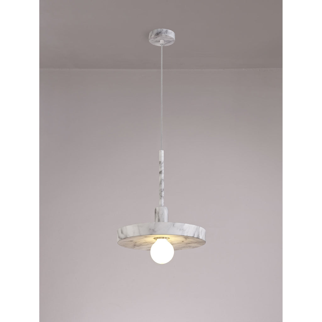 NL75969 Lat Single Pendant 1 Light Adjustable Marble Effect