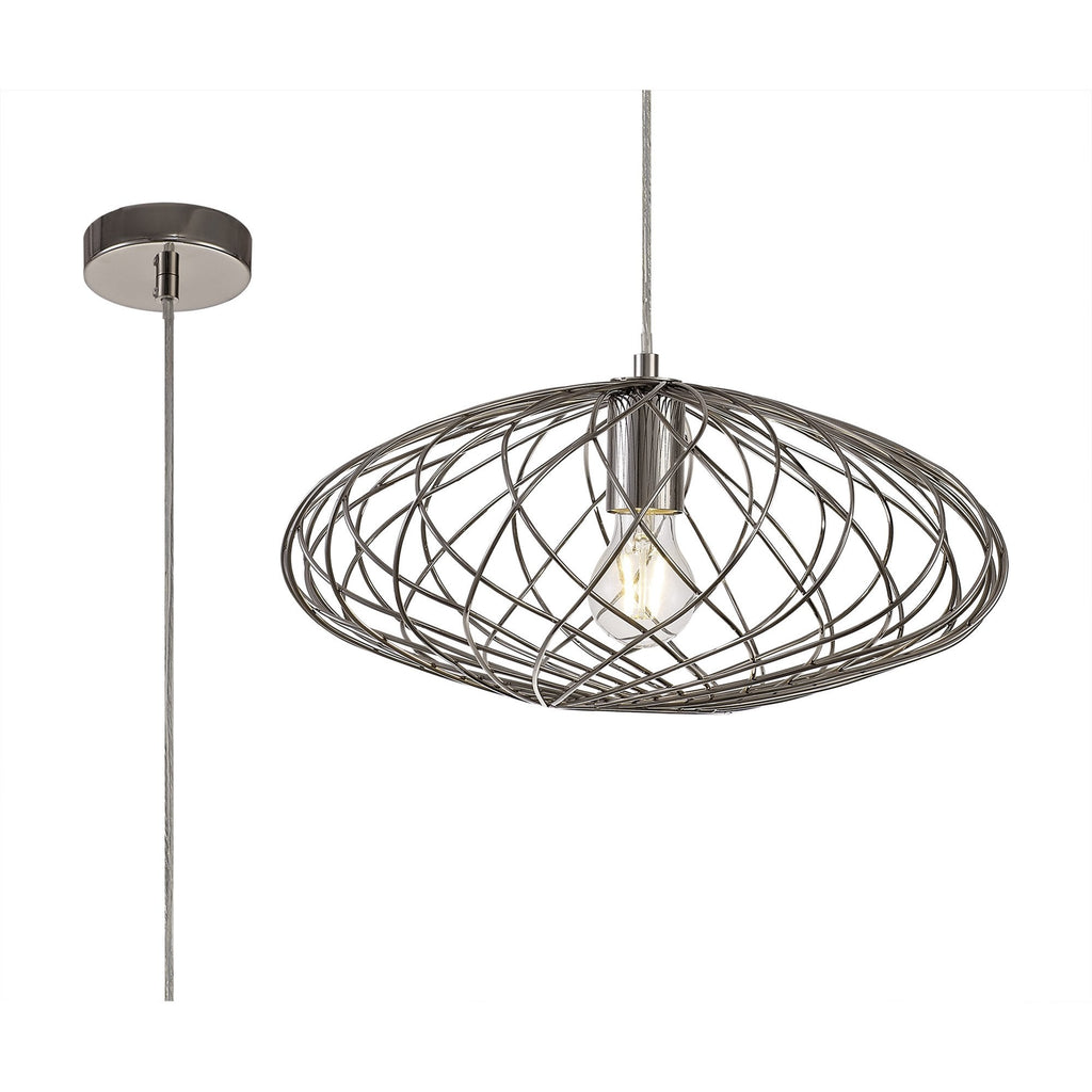 NL71359 Linus Elliptical Sphere Pendant 1 Light Polished Nickel