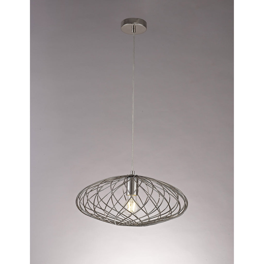 NL71359 Linus Elliptical Sphere Pendant 1 Light Polished Nickel