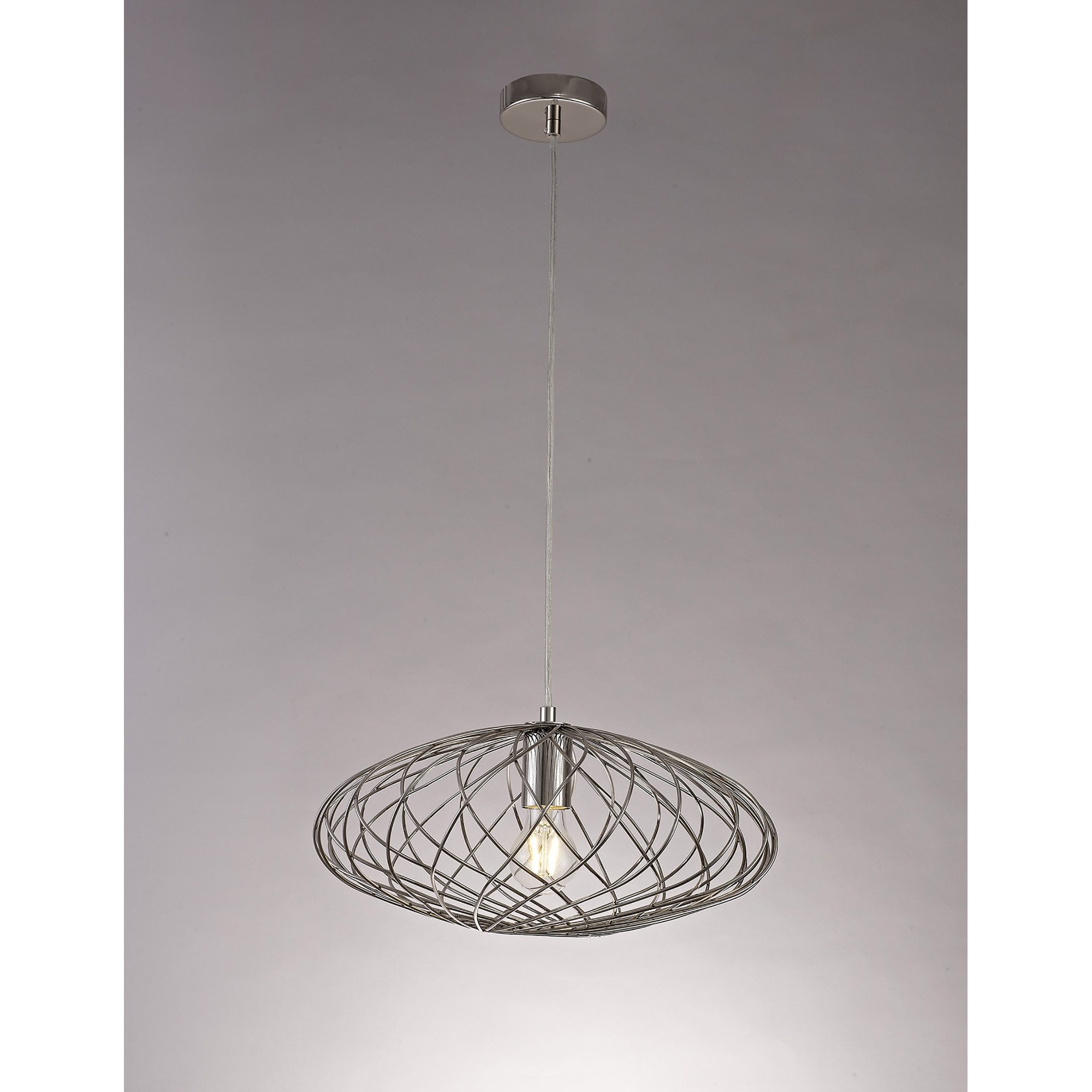 NL71359 Linus Elliptical Sphere Pendant 1 Light Polished Nickel