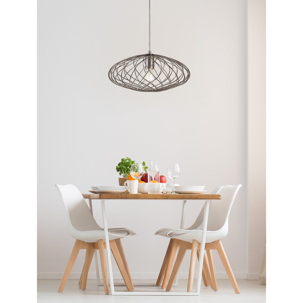 NL71359 Linus Elliptical Sphere Pendant 1 Light Polished Nickel