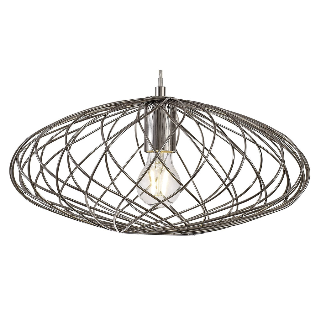 NL71359 Linus Elliptical Sphere Pendant 1 Light Polished Nickel