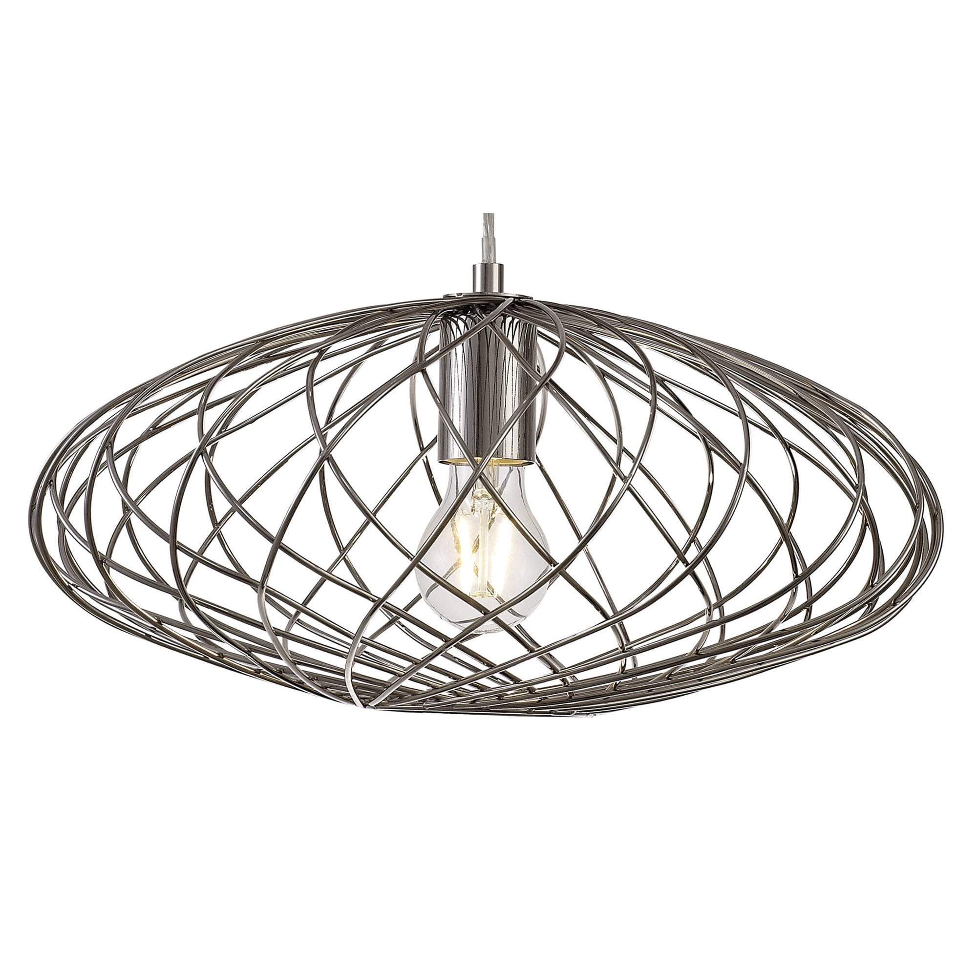 NL71359 Linus Elliptical Sphere Pendant 1 Light Polished Nickel