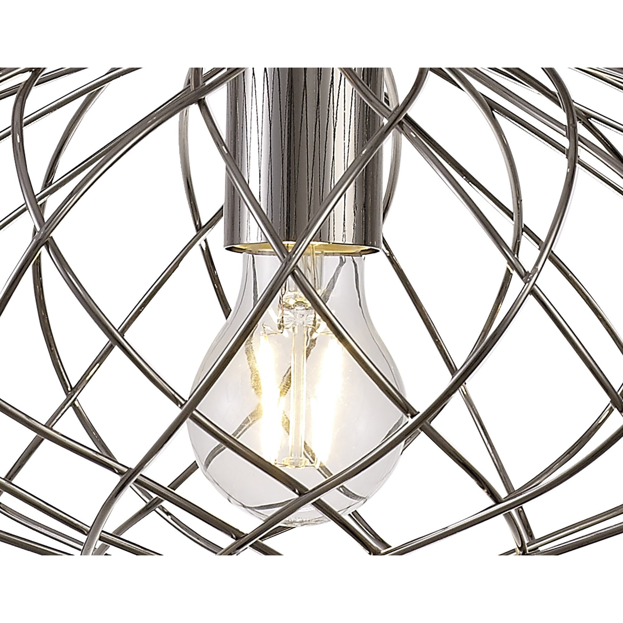 NL71359 Linus Elliptical Sphere Pendant 1 Light Polished Nickel