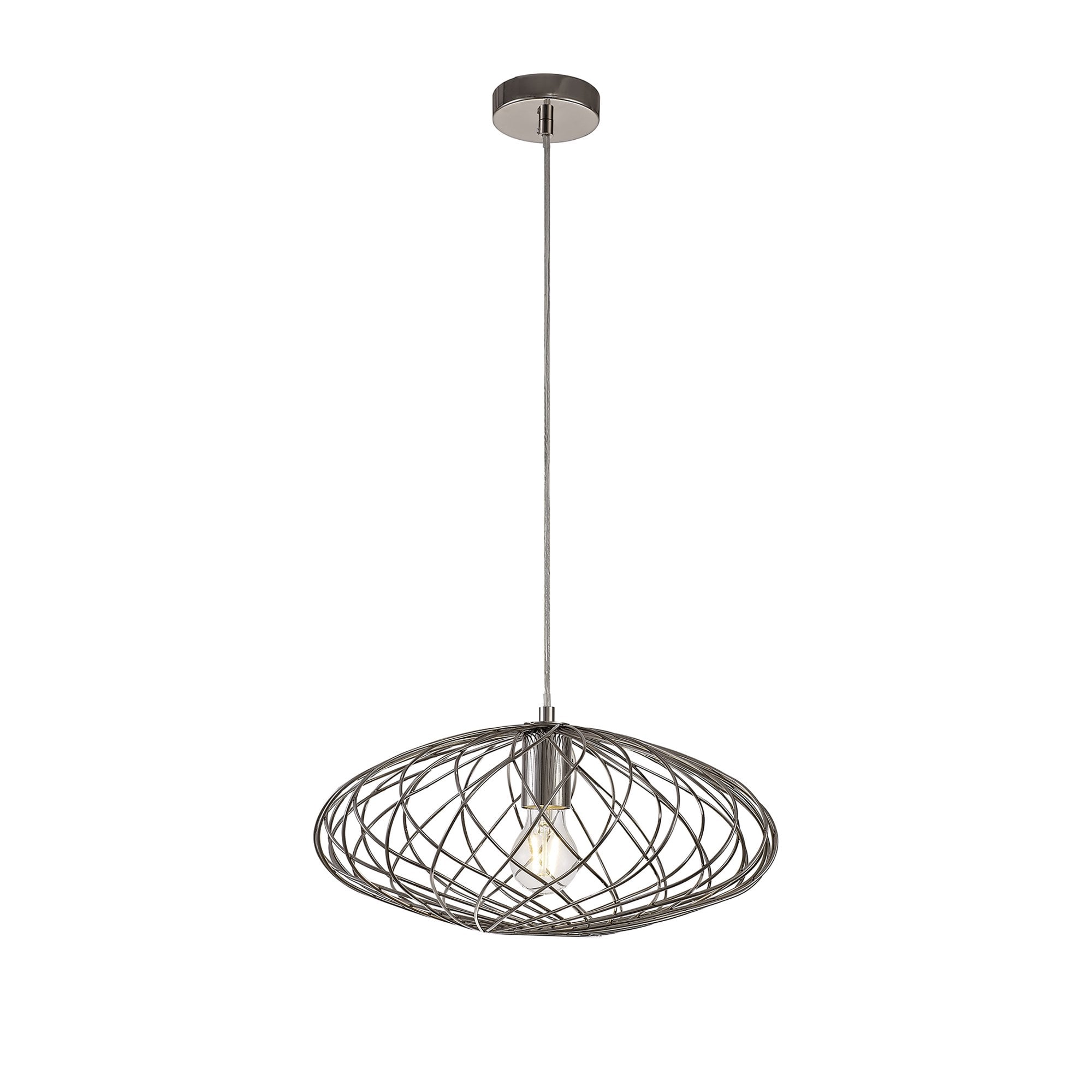 NL71359 Linus Elliptical Sphere Pendant 1 Light Polished Nickel