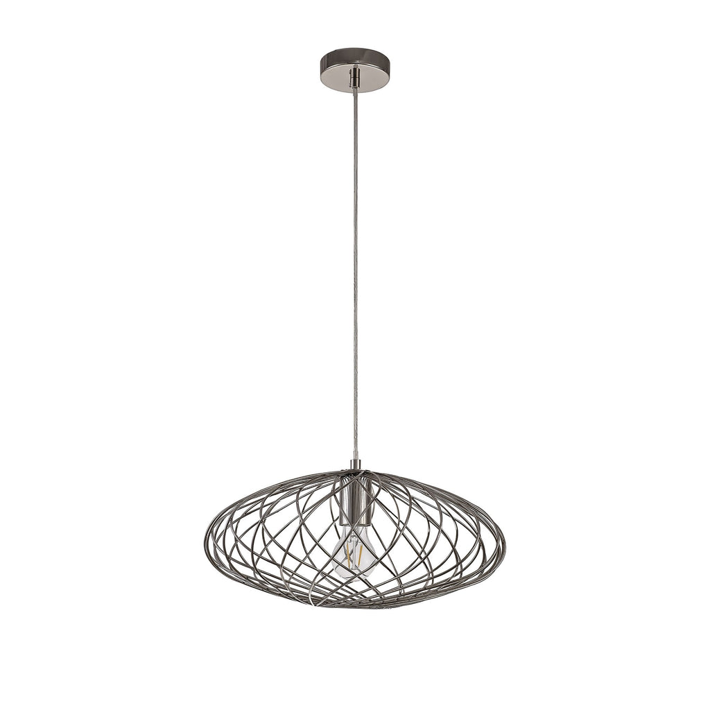 NL71359 Linus Elliptical Sphere Pendant 1 Light Polished Nickel