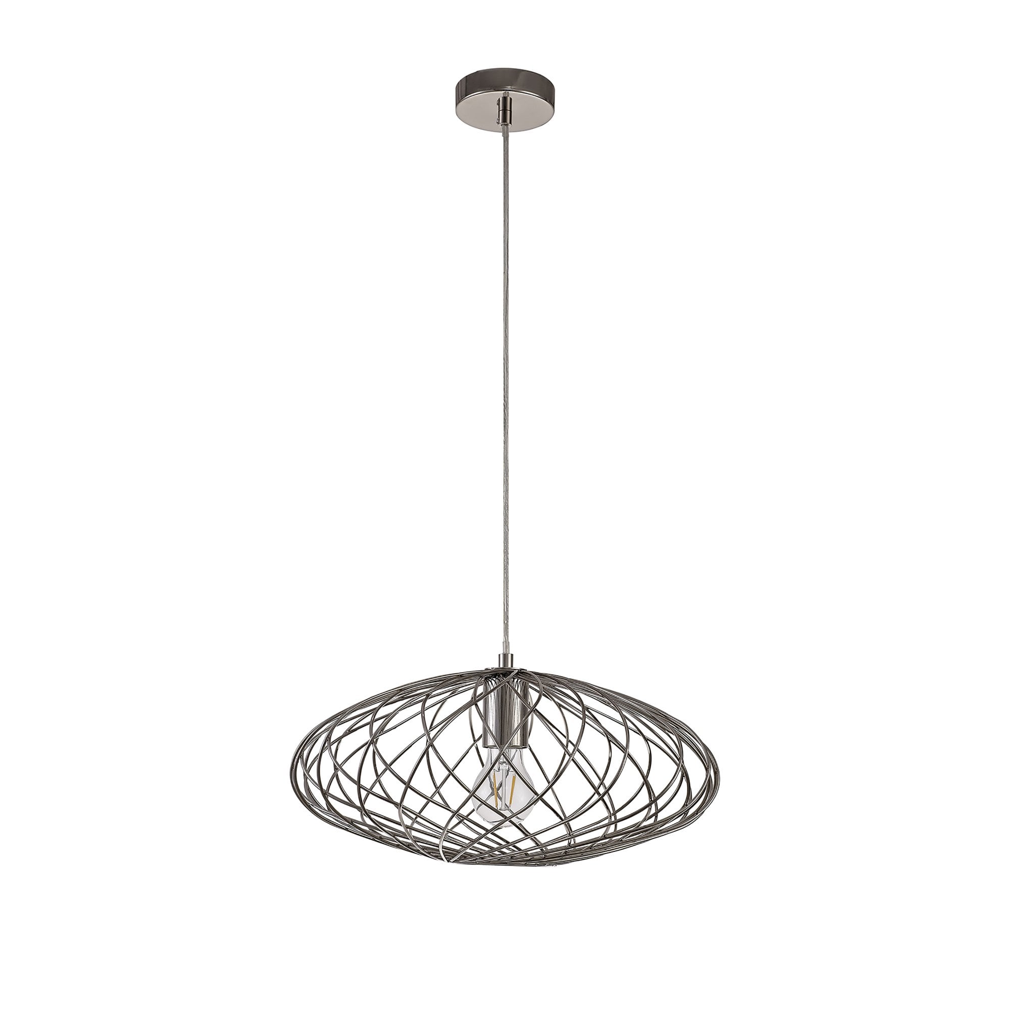NL71359 Linus Elliptical Sphere Pendant 1 Light Polished Nickel