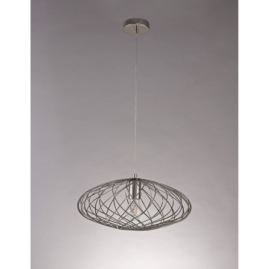 NL71359 Linus Elliptical Sphere Pendant 1 Light Polished Nickel