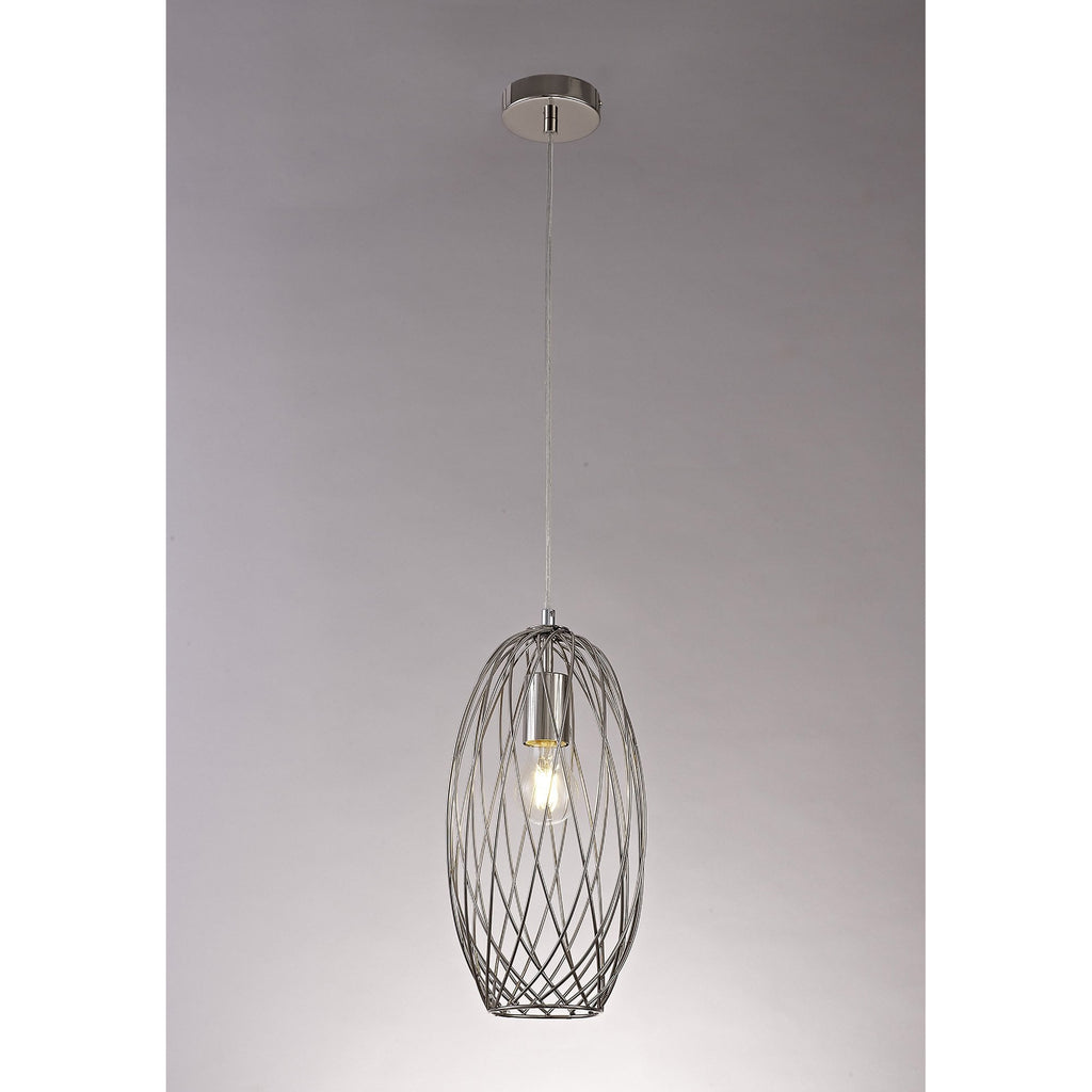 NL71369 Linus Curved Cylinder Pendant 1 Light Polished Nickel