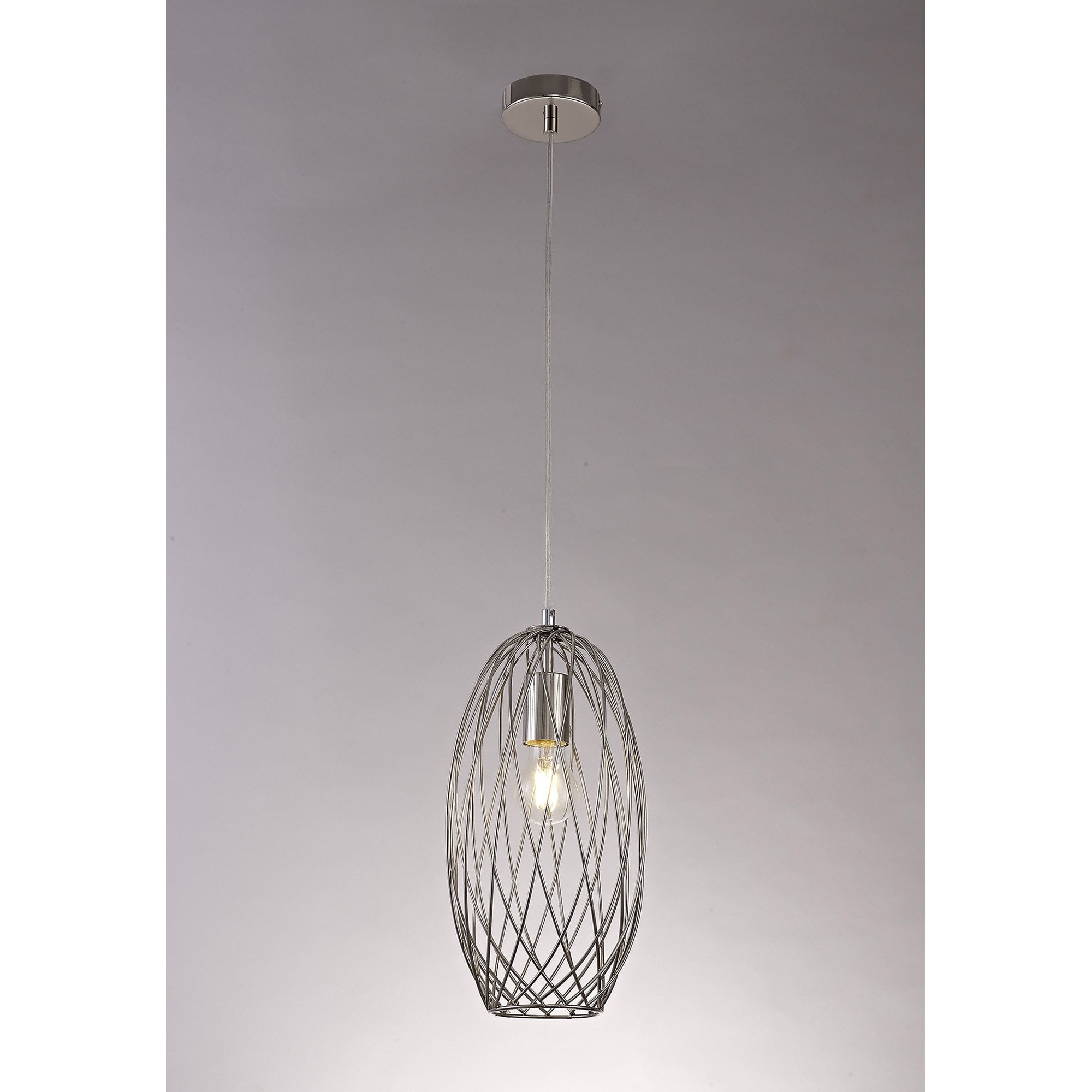 NL71369 Linus Curved Cylinder Pendant 1 Light Polished Nickel