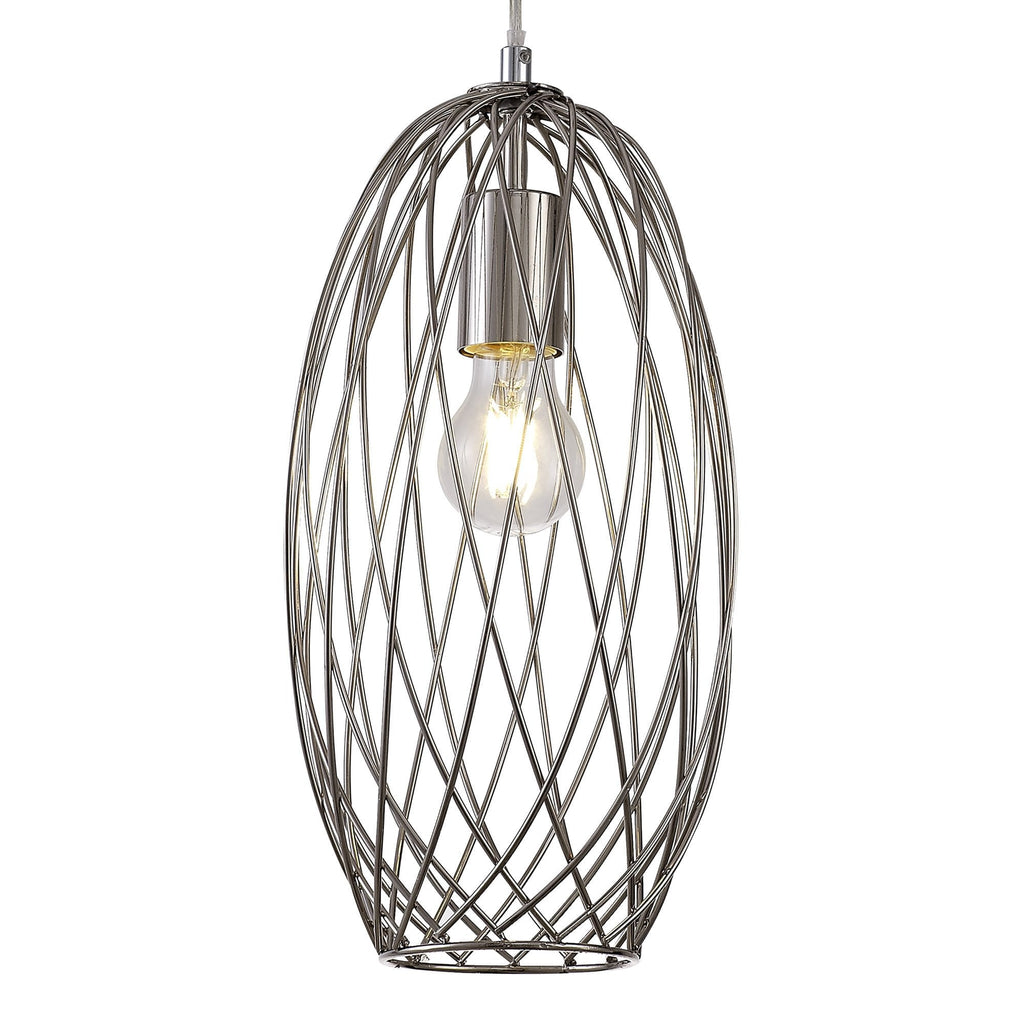 NL71369 Linus Curved Cylinder Pendant 1 Light Polished Nickel