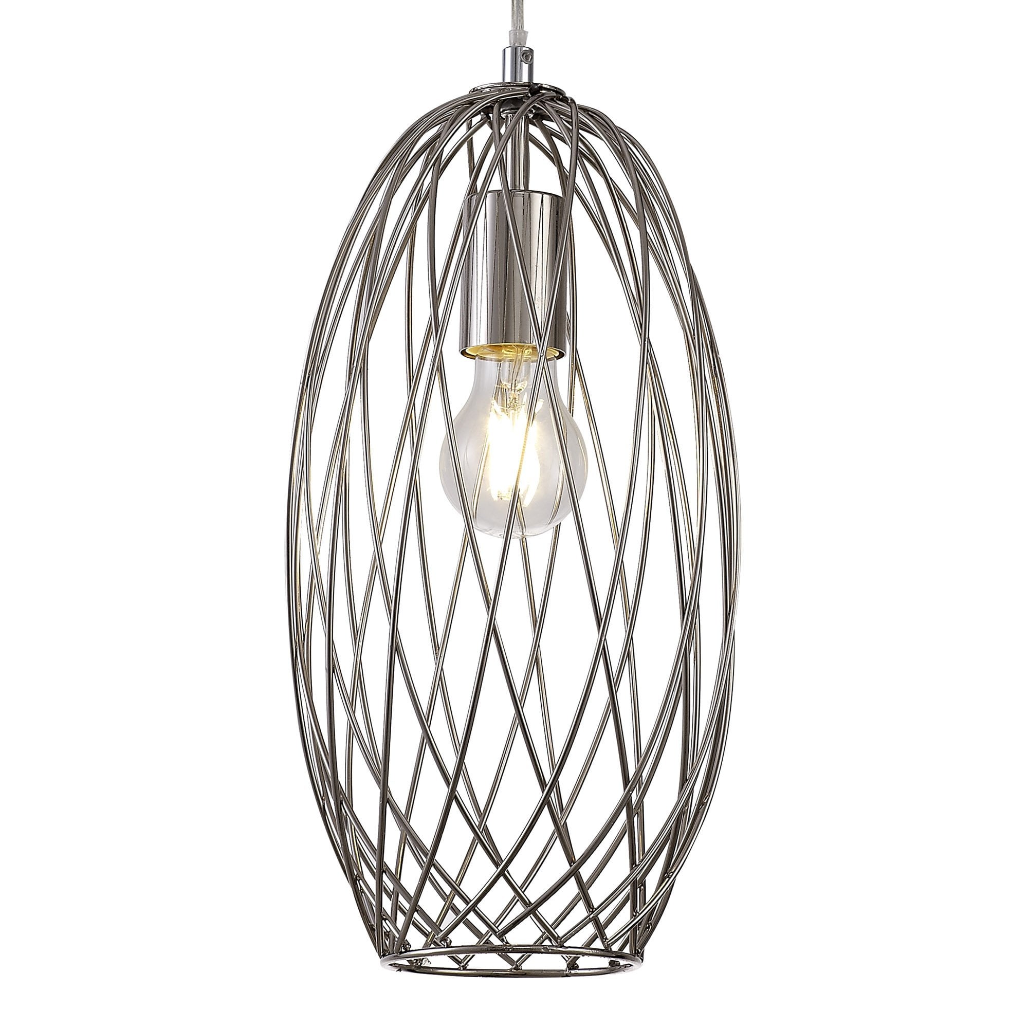 NL71369 Linus Curved Cylinder Pendant 1 Light Polished Nickel